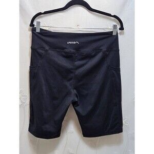 Apexup Womens XL Black Bicycle Shorts Workout Athletic High Waist Spandex Gym